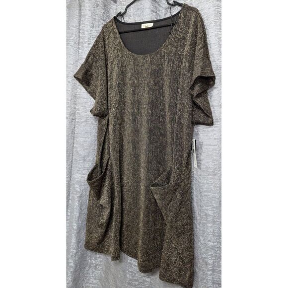 52 Seven NWT Black/Gold Party‎ Dress Plus 2XL W/Pockets - Picture 1 of 7